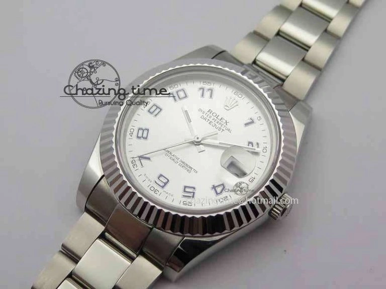 BestValue DateJust II 116334 41mm SS BP Maker Best Edition Silver Blue Arabic Dial On SS Bracelet SA 3737