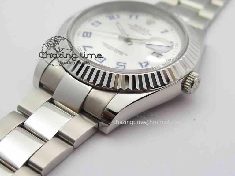 BestValue DateJust II 116334 41mm SS BP Maker Best Edition Silver Blue Arabic Dial On SS Bracelet SA 3737