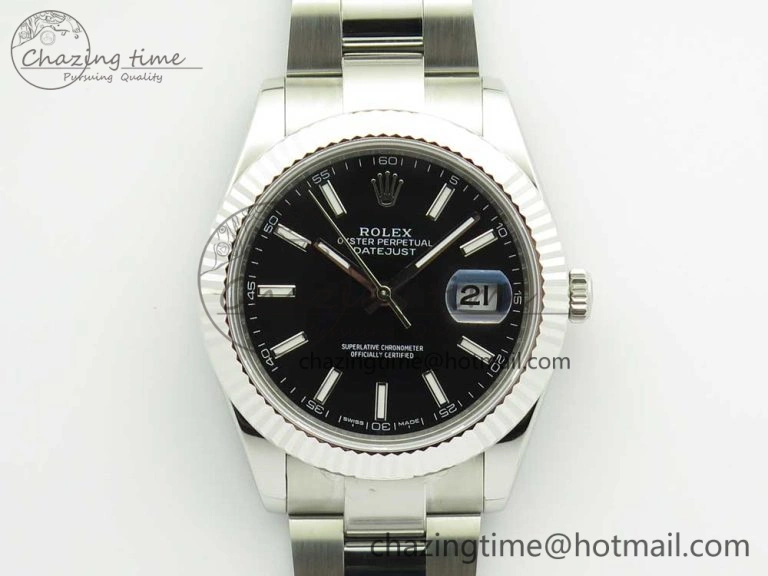Modern DateJust II 126334 41mm SS BP Maker 1:1 Best Edition Black Dial Fluted Bezel on Oyster Bracelet 3329