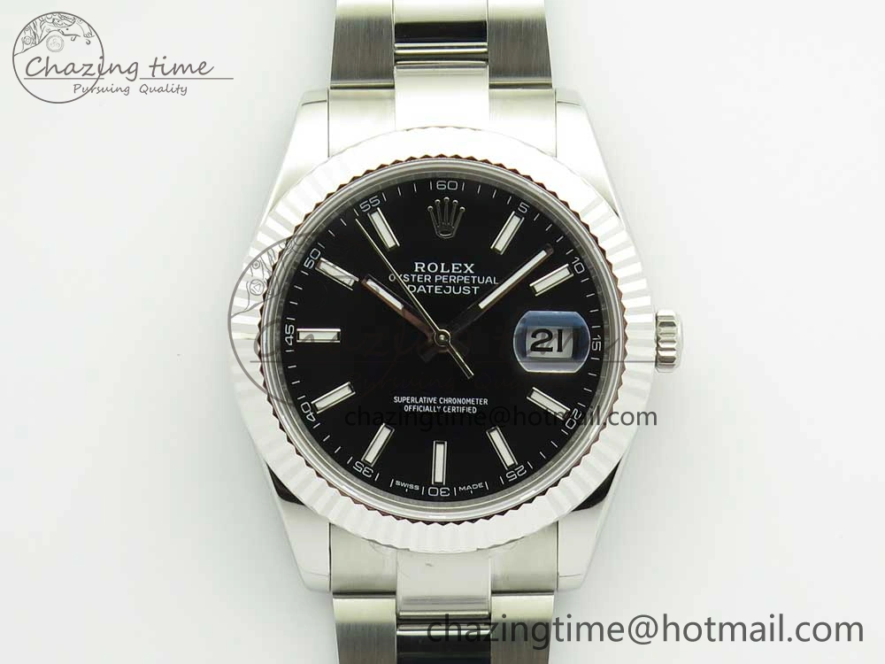 Modern DateJust II 126334 41mm SS BP Maker 1:1 Best Edition Black Dial Fluted Bezel on Oyster Bracelet 3329