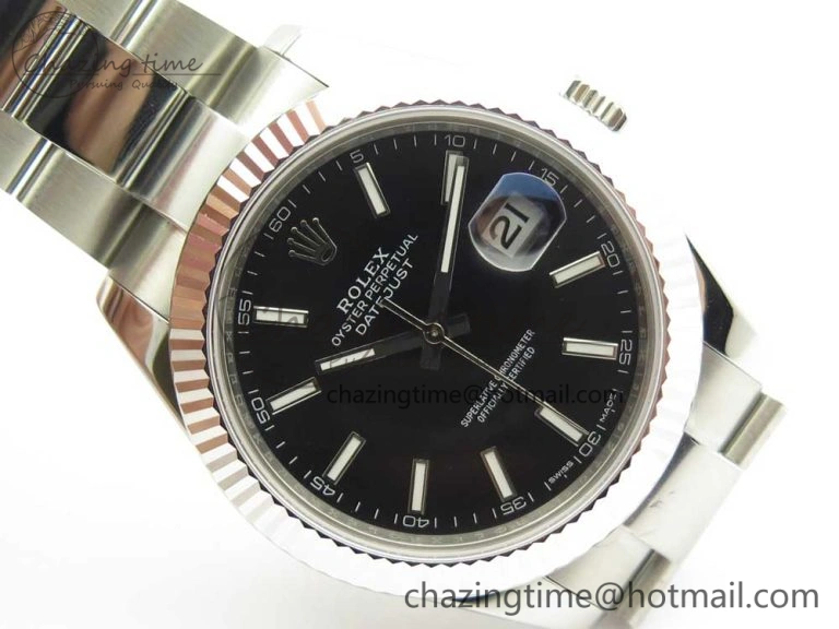 Modern DateJust II 126334 41mm SS BP Maker 1:1 Best Edition Black Dial Fluted Bezel on Oyster Bracelet 3329