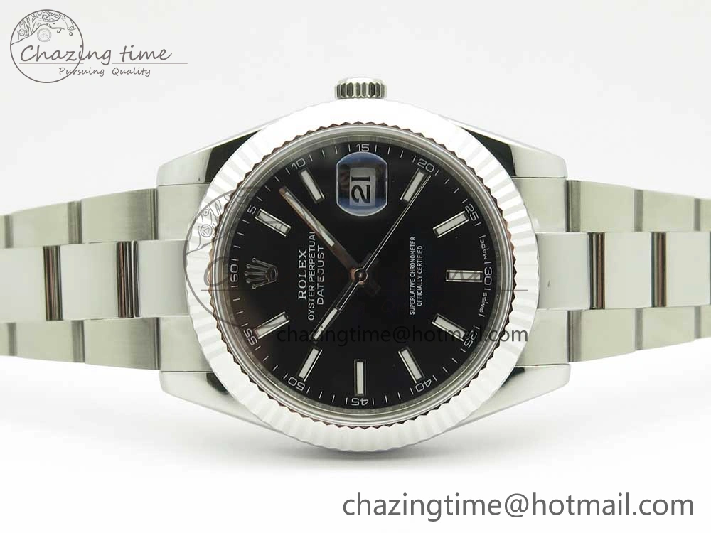 Modern DateJust II 126334 41mm SS BP Maker 1:1 Best Edition Black Dial Fluted Bezel on Oyster Bracelet 3329