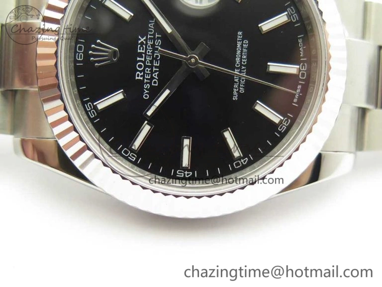 Modern DateJust II 126334 41mm SS BP Maker 1:1 Best Edition Black Dial Fluted Bezel on Oyster Bracelet 3329