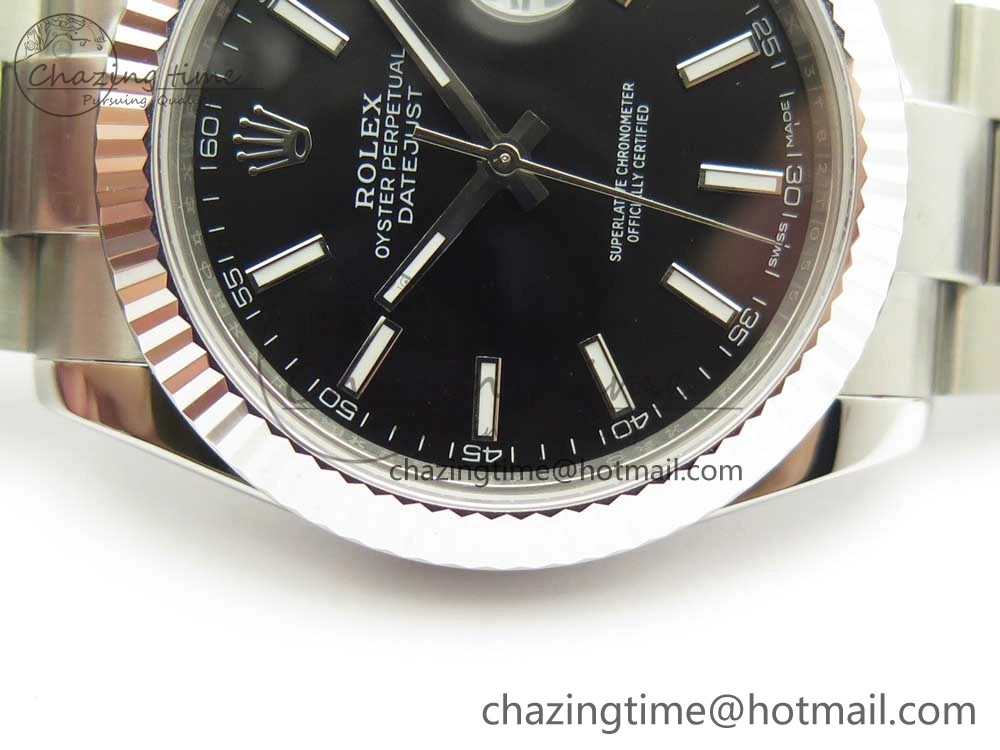 Modern DateJust II 126334 41mm SS BP Maker 1:1 Best Edition Black Dial Fluted Bezel on Oyster Bracelet 3329