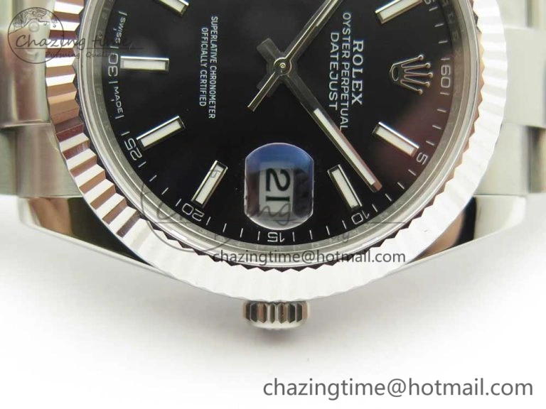 Modern DateJust II 126334 41mm SS BP Maker 1:1 Best Edition Black Dial Fluted Bezel on Oyster Bracelet 3329