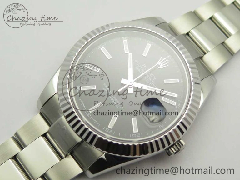 Modern DateJust II 126334 41mm SS BP Maker 1:1 Best Edition Black Dial Fluted Bezel on Oyster Bracelet 3329