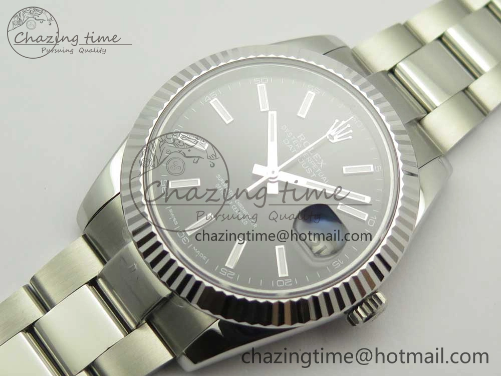 Modern DateJust II 126334 41mm SS BP Maker 1:1 Best Edition Black Dial Fluted Bezel on Oyster Bracelet 3329