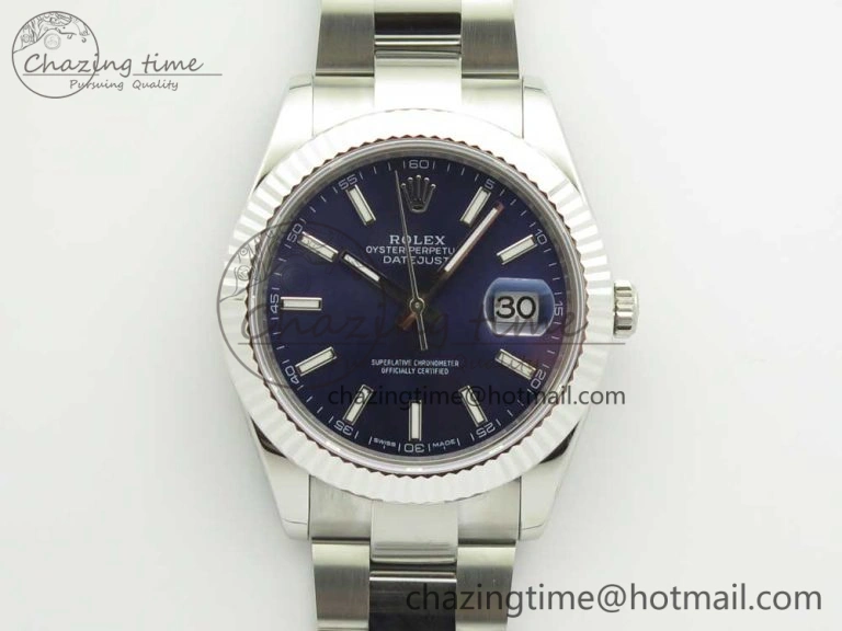 DateJust II 126334 41mm SS BP Maker 1:1 Best Edition Blue Dial Fluted Bezel on Oyster Bracelet Youthful 3327