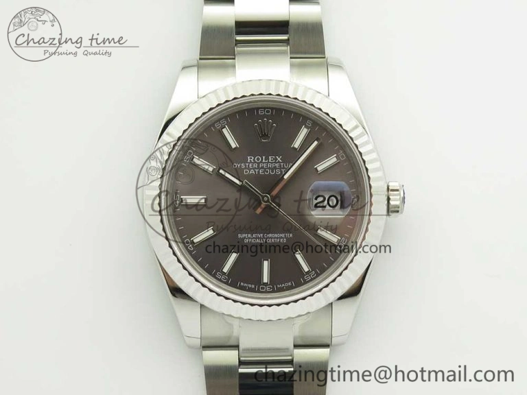HighQuality DateJust II 126334 41mm SS BP Maker 1:1 Best Edition Gray Dial Fluted Bezel on Oyster Bracelet 3328