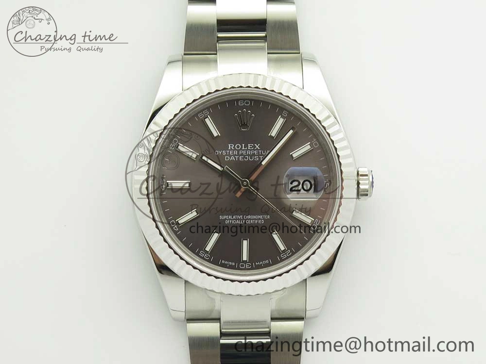 HighQuality DateJust II 126334 41mm SS BP Maker 1:1 Best Edition Gray Dial Fluted Bezel on Oyster Bracelet 3328