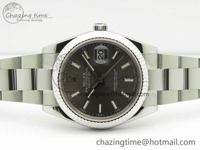 HighQuality DateJust II 126334 41mm SS BP Maker 1:1 Best Edition Gray Dial Fluted Bezel on Oyster Bracelet 3328