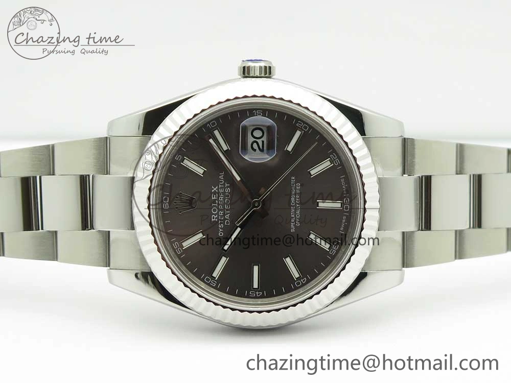 HighQuality DateJust II 126334 41mm SS BP Maker 1:1 Best Edition Gray Dial Fluted Bezel on Oyster Bracelet 3328