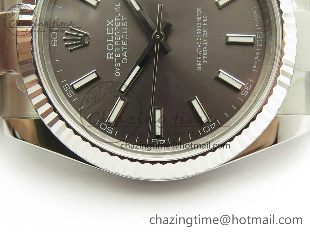 HighQuality DateJust II 126334 41mm SS BP Maker 1:1 Best Edition Gray Dial Fluted Bezel on Oyster Bracelet 3328