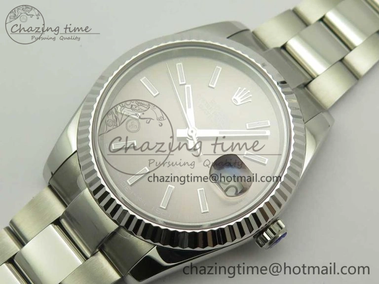HighQuality DateJust II 126334 41mm SS BP Maker 1:1 Best Edition Gray Dial Fluted Bezel on Oyster Bracelet 3328