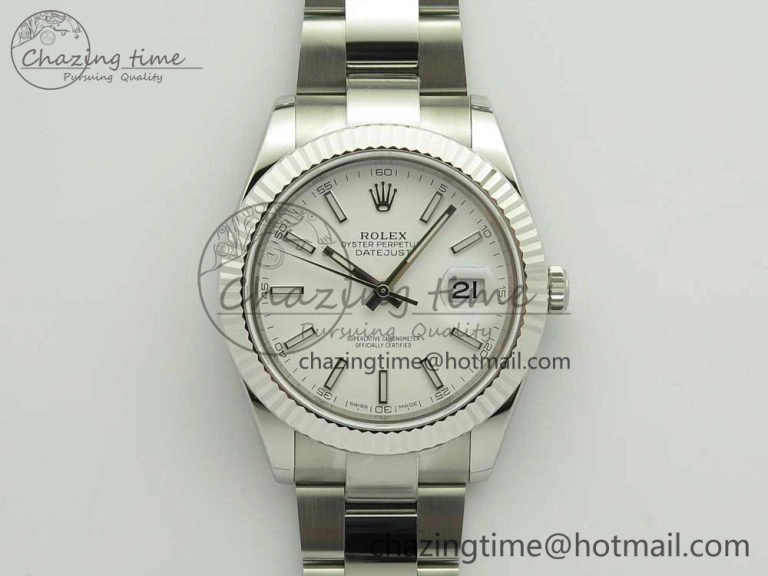 DateJust II 126334 41mm SS BP Maker 1:1 Best Edition White Dial Fluted Bezel on Oyster Bracelet WaterResistant 3330