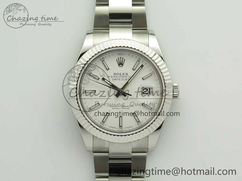 DateJust II 126334 41mm SS BP Maker 1:1 Best Edition White Dial Fluted Bezel on Oyster Bracelet WaterResistant 3330