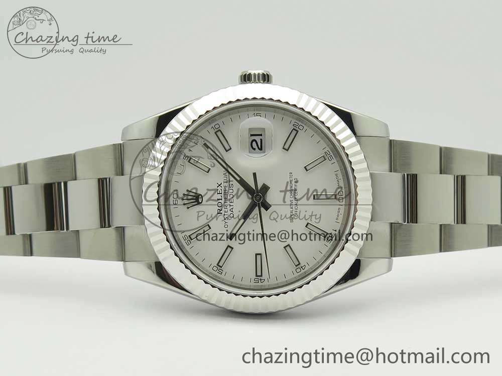 DateJust II 126334 41mm SS BP Maker 1:1 Best Edition White Dial Fluted Bezel on Oyster Bracelet WaterResistant 3330