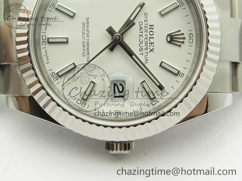 DateJust II 126334 41mm SS BP Maker 1:1 Best Edition White Dial Fluted Bezel on Oyster Bracelet WaterResistant 3330