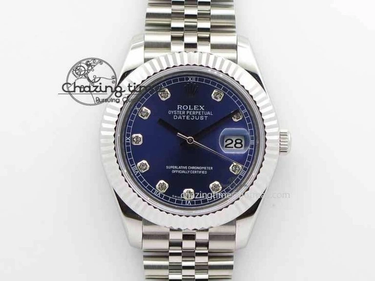 EasyMatch DateJust II 41mm BP Maker Best Edition Blue Diamonds Dial On New Version Jubilee Bracelet A 3621