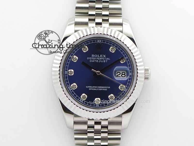 EasyMatch DateJust II 41mm BP Maker Best Edition Blue Diamonds Dial On New Version Jubilee Bracelet A 3621