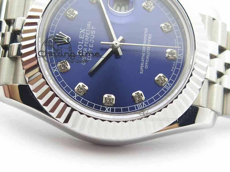 EasyMatch DateJust II 41mm BP Maker Best Edition Blue Diamonds Dial On New Version Jubilee Bracelet A 3621