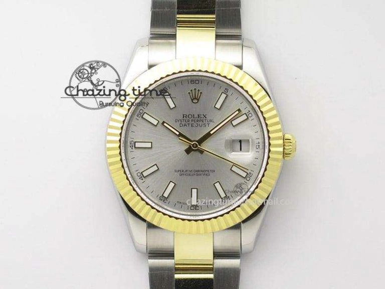 RelaxedFit DateJust II 41mm MK Best Edition SS RG Wrapped Sliver Dial Stick Marker On Oyster Bracelet A 4003
