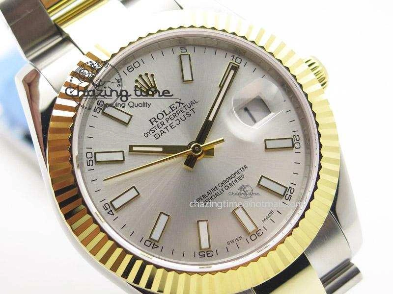 RelaxedFit DateJust II 41mm MK Best Edition SS RG Wrapped Sliver Dial Stick Marker On Oyster Bracelet A 4003