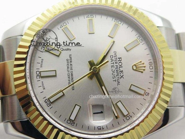 RelaxedFit DateJust II 41mm MK Best Edition SS RG Wrapped Sliver Dial Stick Marker On Oyster Bracelet A 4003
