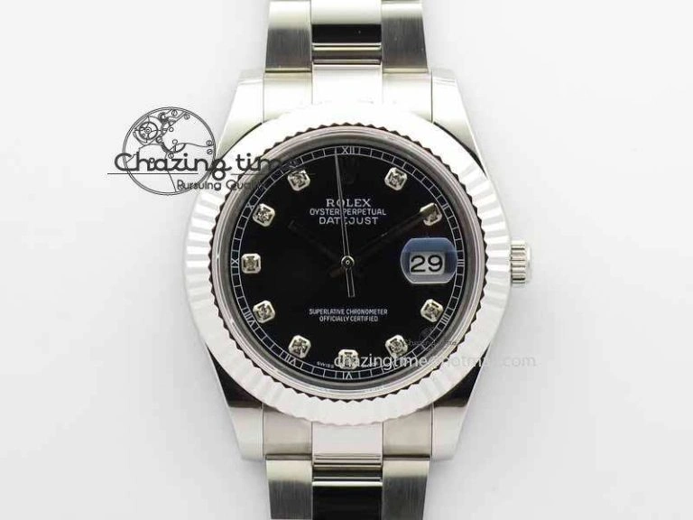 DateJust II 41mm SS BP Maker Best Edition Black Dial Diam On SS Bracelet SA GoodFit 3728