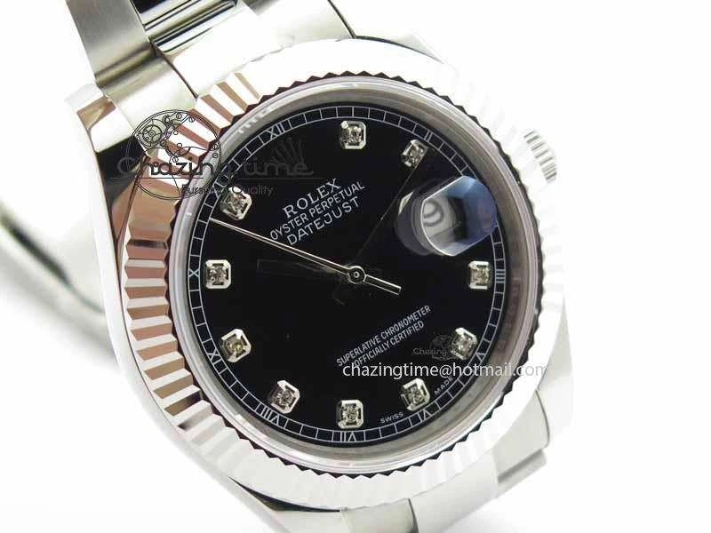 DateJust II 41mm SS BP Maker Best Edition Black Dial Diam On SS Bracelet SA GoodFit 3728