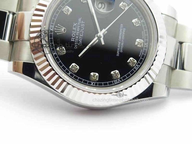 DateJust II 41mm SS BP Maker Best Edition Black Dial Diam On SS Bracelet SA GoodFit 3728