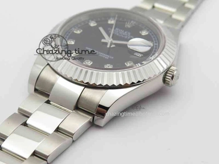 DateJust II 41mm SS BP Maker Best Edition Black Dial Diam On SS Bracelet SA GoodFit 3728