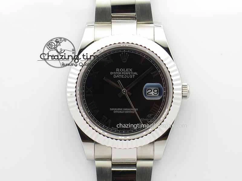 Affordable DateJust II 41mm SS BP Maker Best Edition Black Roman Markers Dial On SS Bracelet SA 3730
