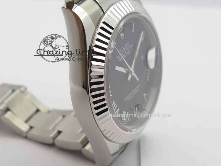 Affordable DateJust II 41mm SS BP Maker Best Edition Black Roman Markers Dial On SS Bracelet SA 3730