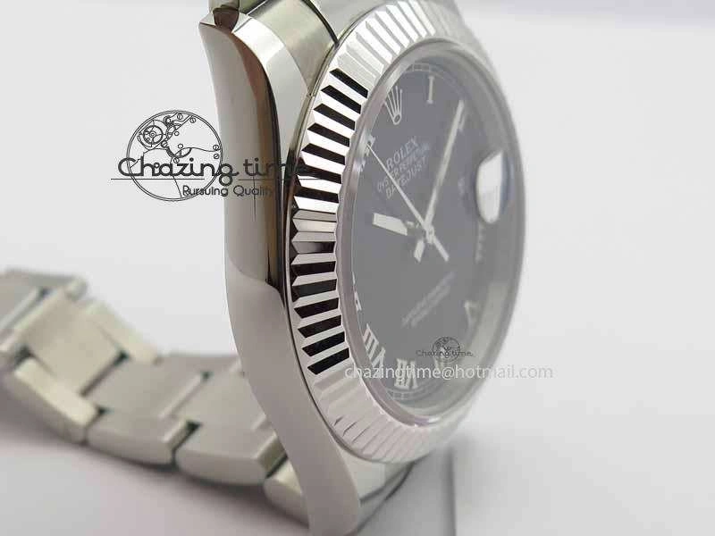 Affordable DateJust II 41mm SS BP Maker Best Edition Black Roman Markers Dial On SS Bracelet SA 3730