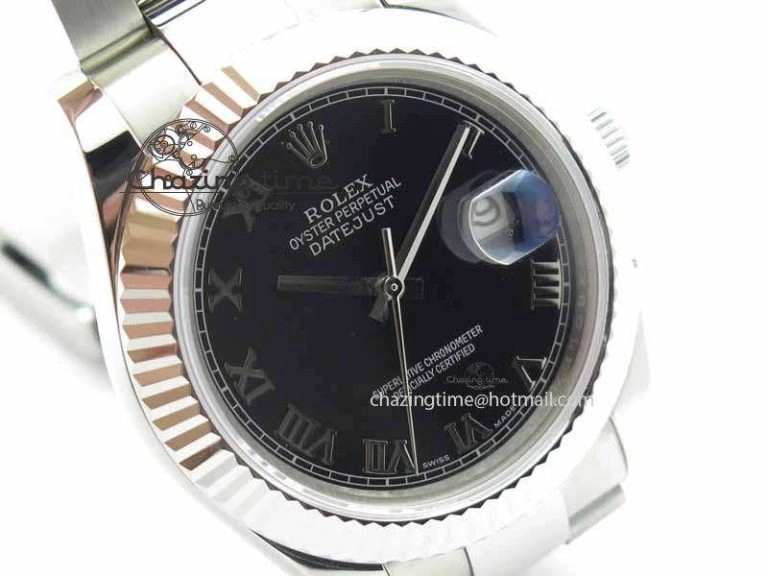 Affordable DateJust II 41mm SS BP Maker Best Edition Black Roman Markers Dial On SS Bracelet SA 3730