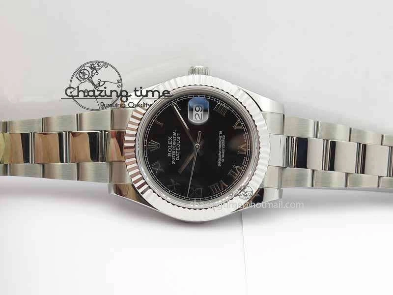 Affordable DateJust II 41mm SS BP Maker Best Edition Black Roman Markers Dial On SS Bracelet SA 3730
