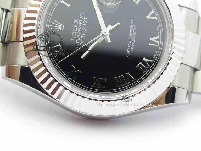 Affordable DateJust II 41mm SS BP Maker Best Edition Black Roman Markers Dial On SS Bracelet SA 3730