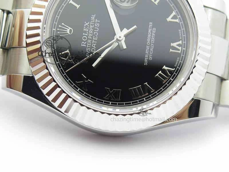 Affordable DateJust II 41mm SS BP Maker Best Edition Black Roman Markers Dial On SS Bracelet SA 3730