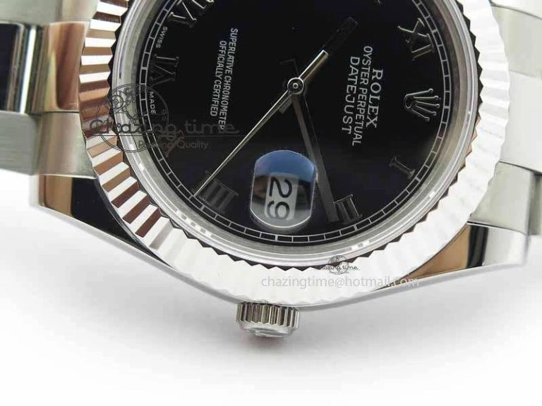 Affordable DateJust II 41mm SS BP Maker Best Edition Black Roman Markers Dial On SS Bracelet SA 3730