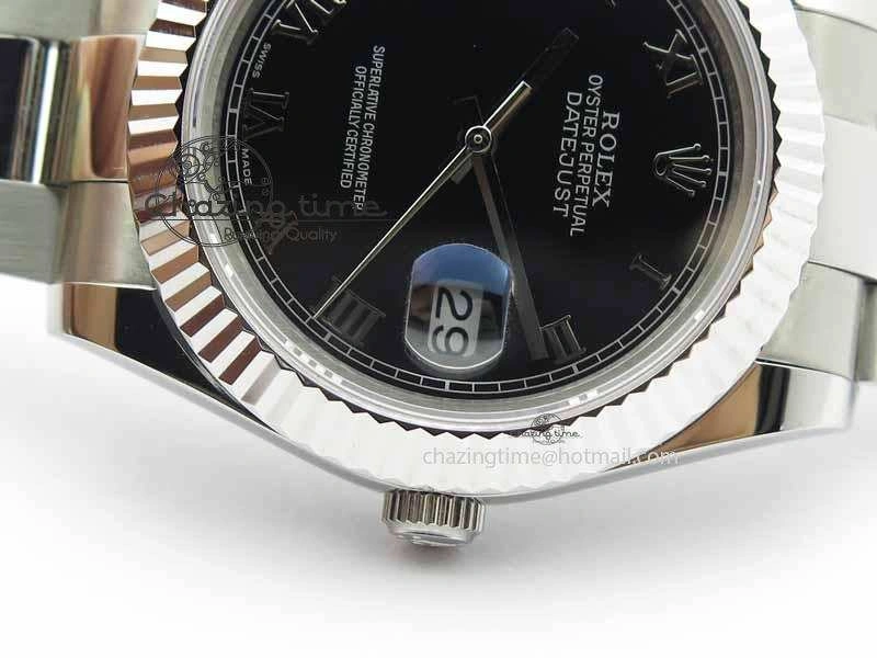 Affordable DateJust II 41mm SS BP Maker Best Edition Black Roman Markers Dial On SS Bracelet SA 3730