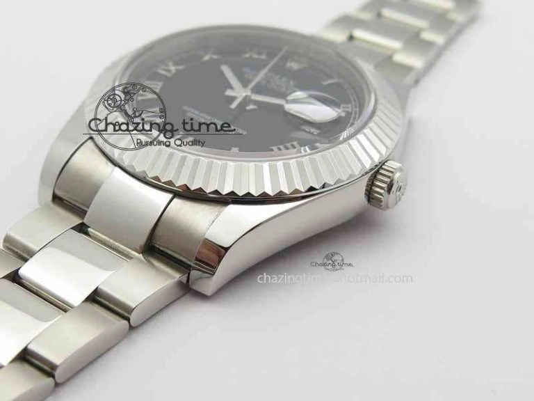Affordable DateJust II 41mm SS BP Maker Best Edition Black Roman Markers Dial On SS Bracelet SA 3730