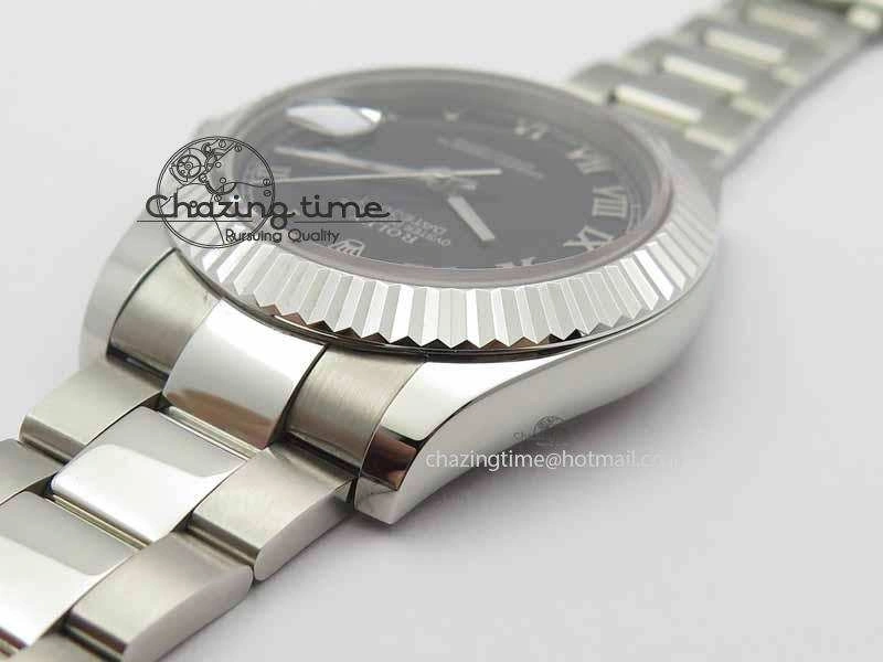 Affordable DateJust II 41mm SS BP Maker Best Edition Black Roman Markers Dial On SS Bracelet SA 3730