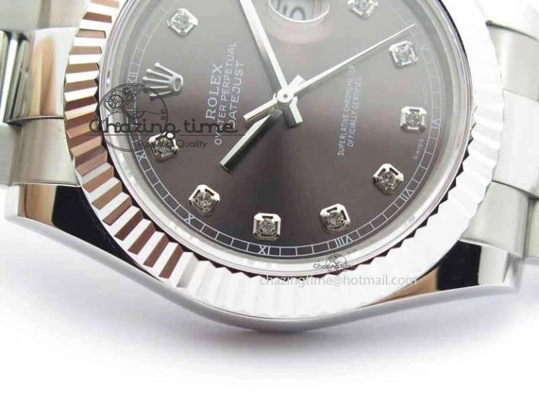 Minimalist DateJust II 41mm SS BP Maker Best Edition Gray Dial Diam On SS Bracelet SA 3729