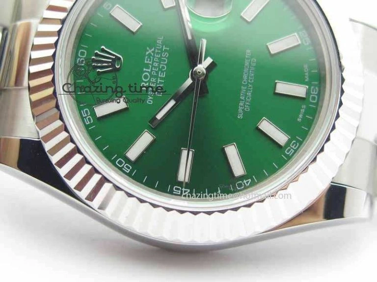 QuickDry DateJust II 41mm SS BP Maker Best Edition Green Dial On SS Bracelet SA 3677