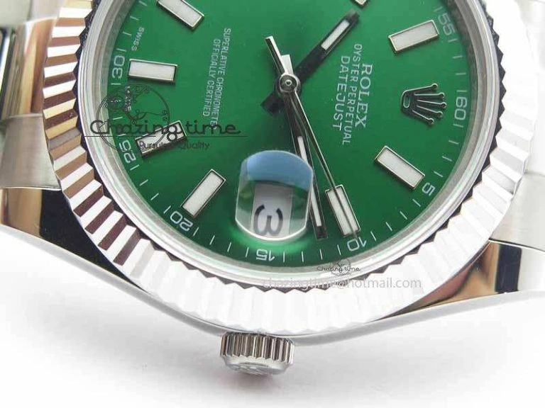 QuickDry DateJust II 41mm SS BP Maker Best Edition Green Dial On SS Bracelet SA 3677