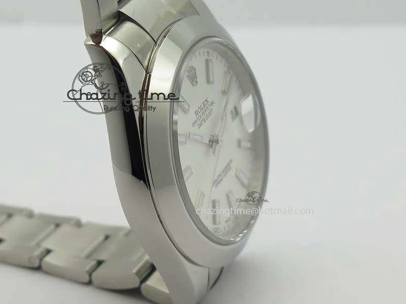 Lightweight DateJust II 41mm SS BP-Maker Best Edition Sliver Stick Dial On SS Bracelet A2824 V 3794