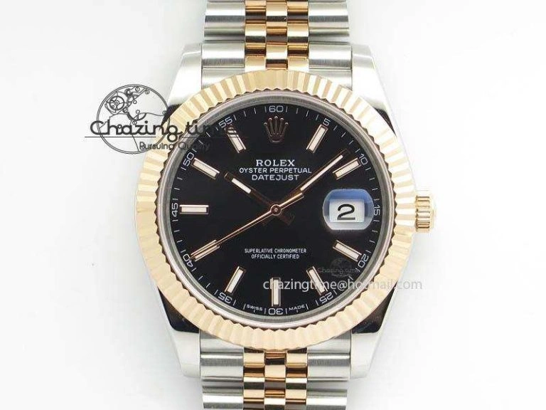DateJust II 41mm SS RG BP Maker Best Edition Black Sticks Dial On New Version Jubilee Bracelet A Refined 3610