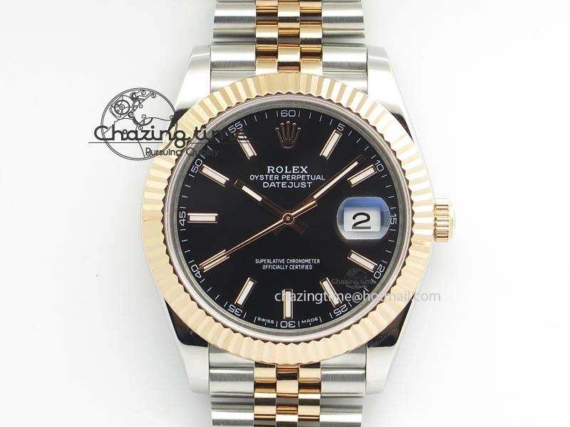 DateJust II 41mm SS RG BP Maker Best Edition Black Sticks Dial On New Version Jubilee Bracelet A Refined 3610