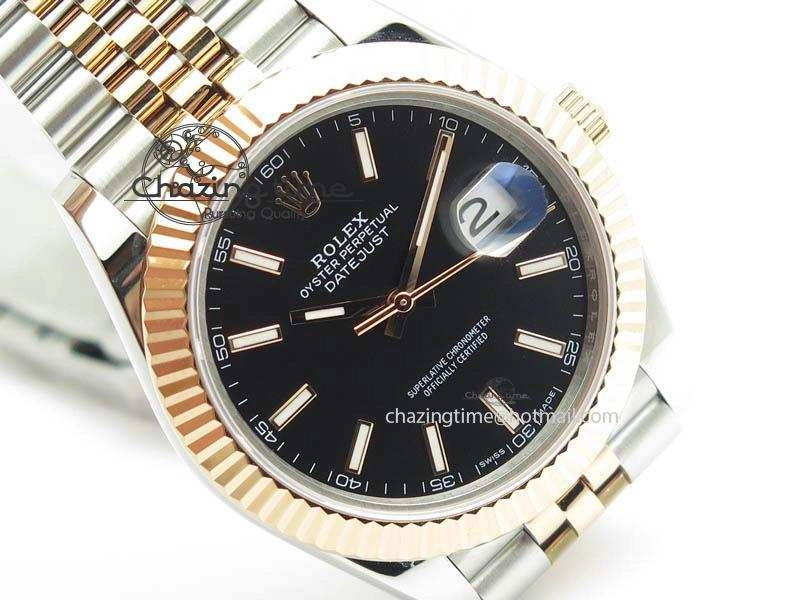 DateJust II 41mm SS RG BP Maker Best Edition Black Sticks Dial On New Version Jubilee Bracelet A Refined 3610